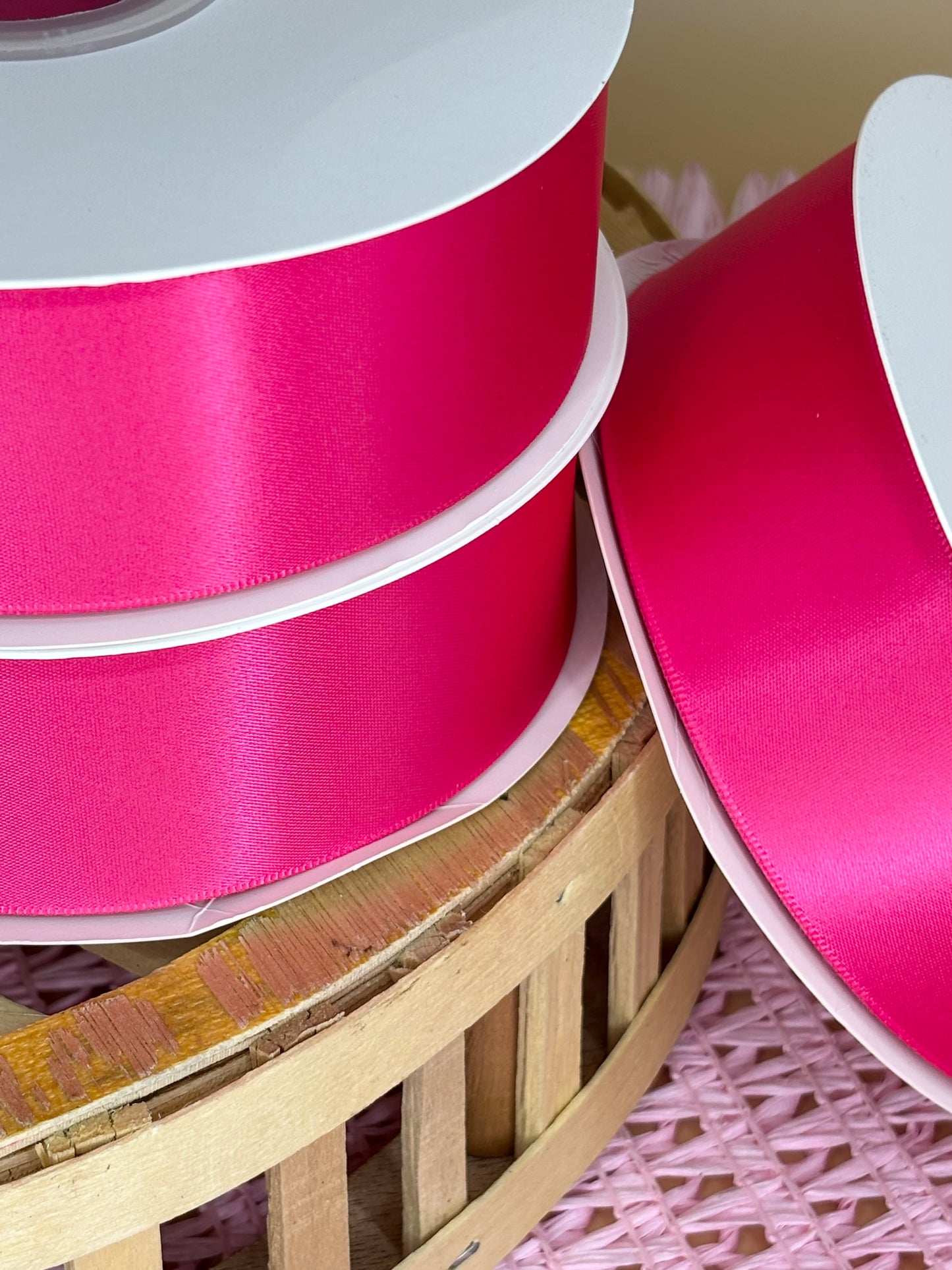 1.5” single face Satin Ribbon -shocking pink