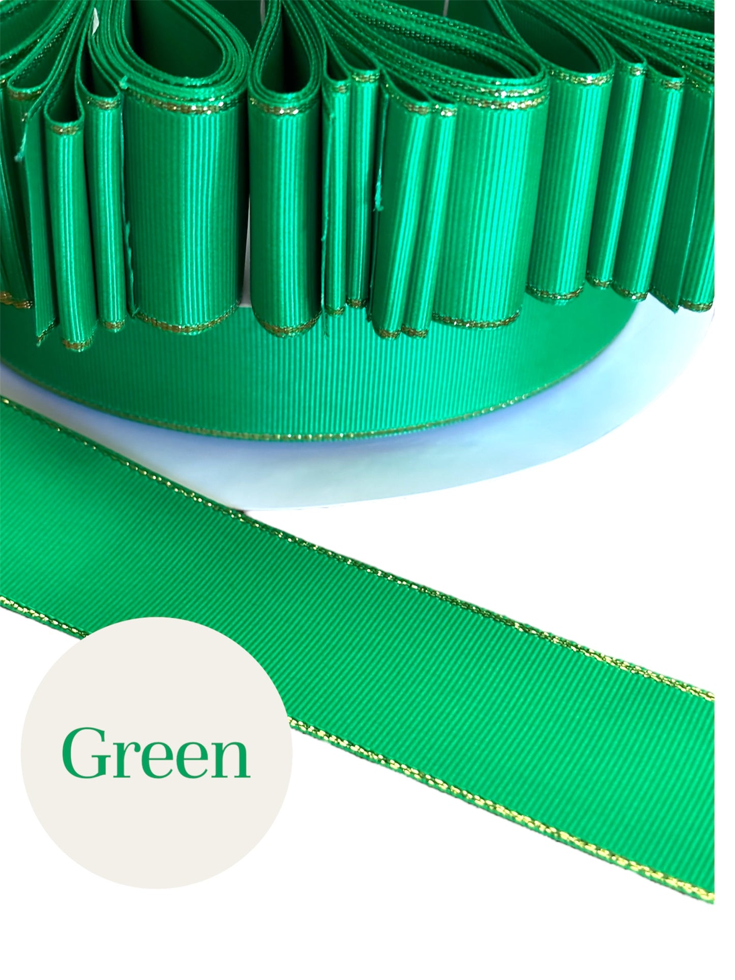 1.5” solid grosgrain ribbon a/gold edge