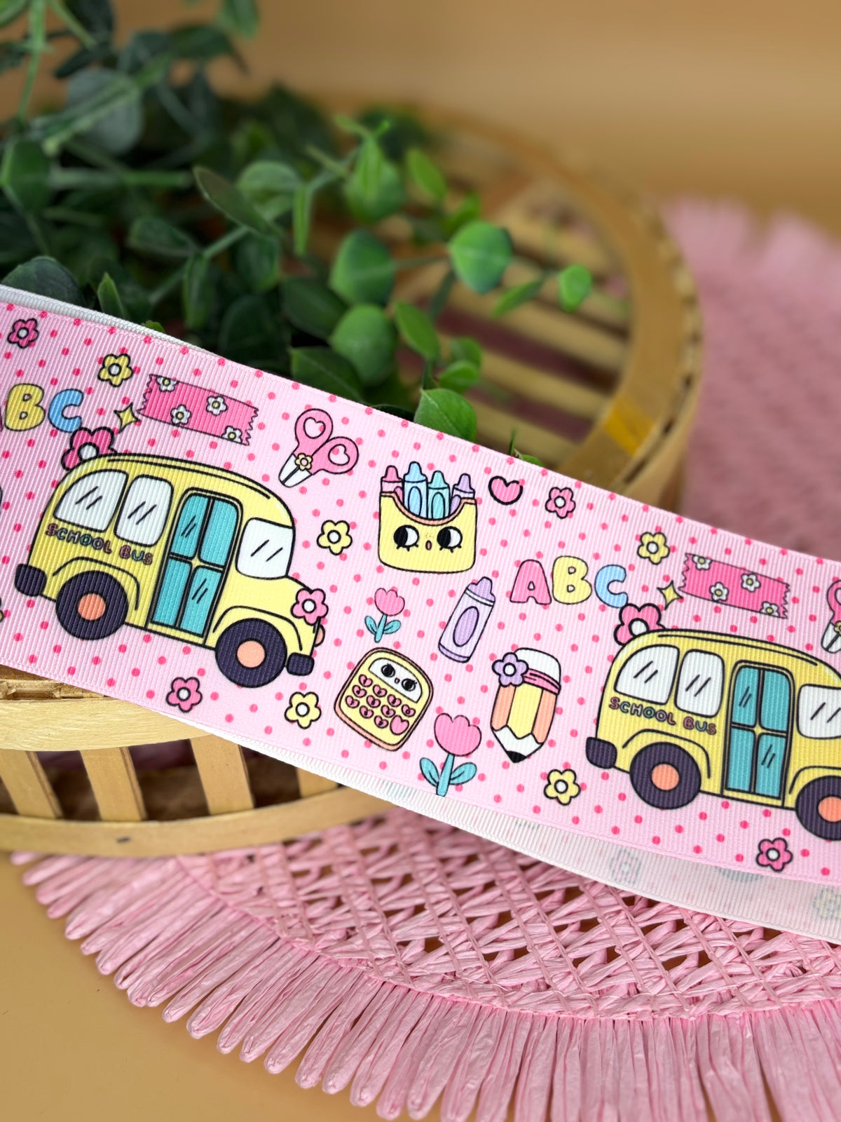 3” print grosgrain-