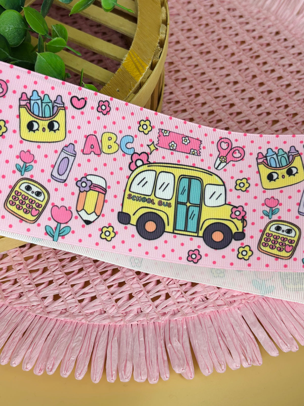 3” print grosgrain-