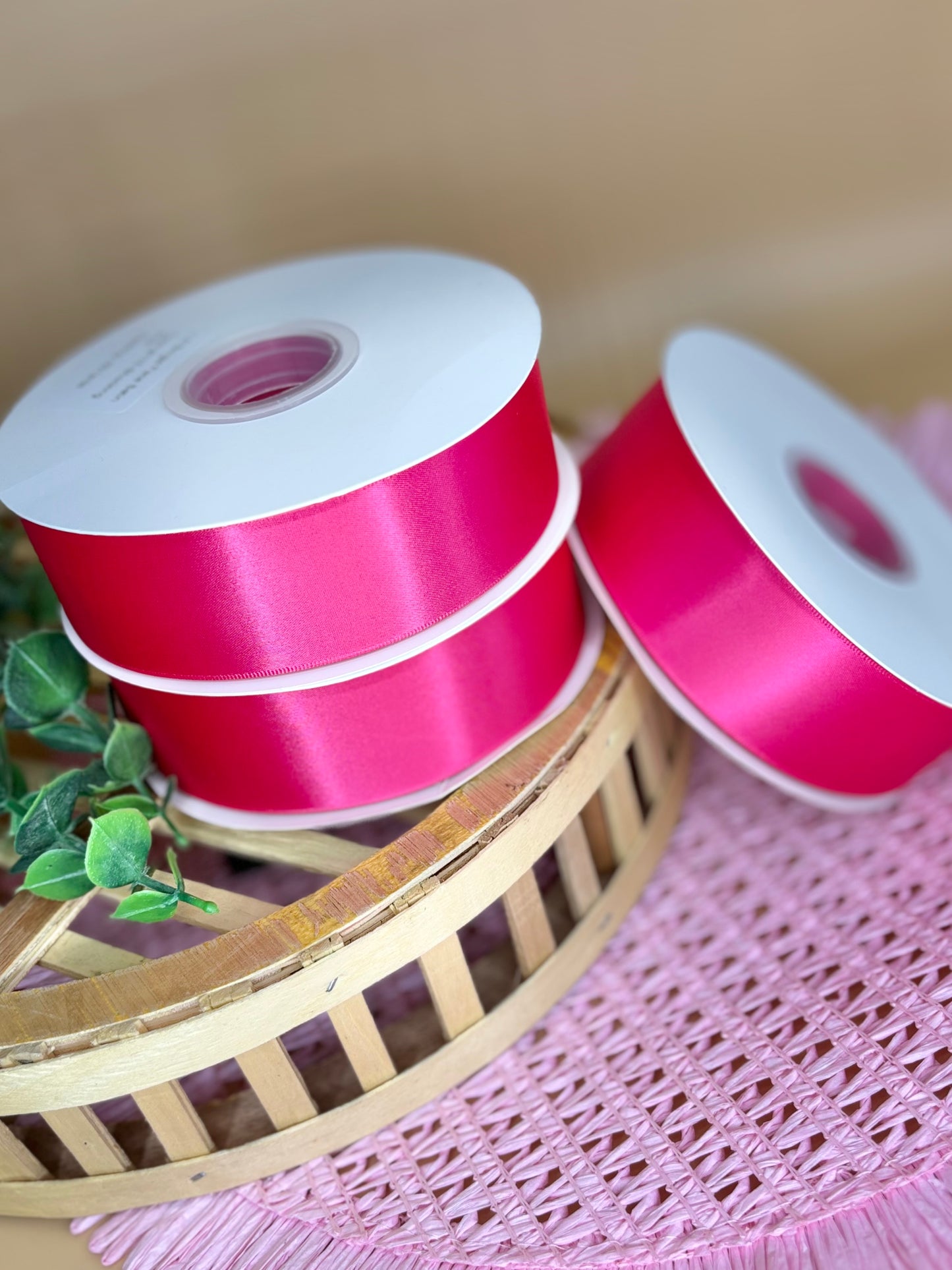 1.5” single face Satin Ribbon -shocking pink
