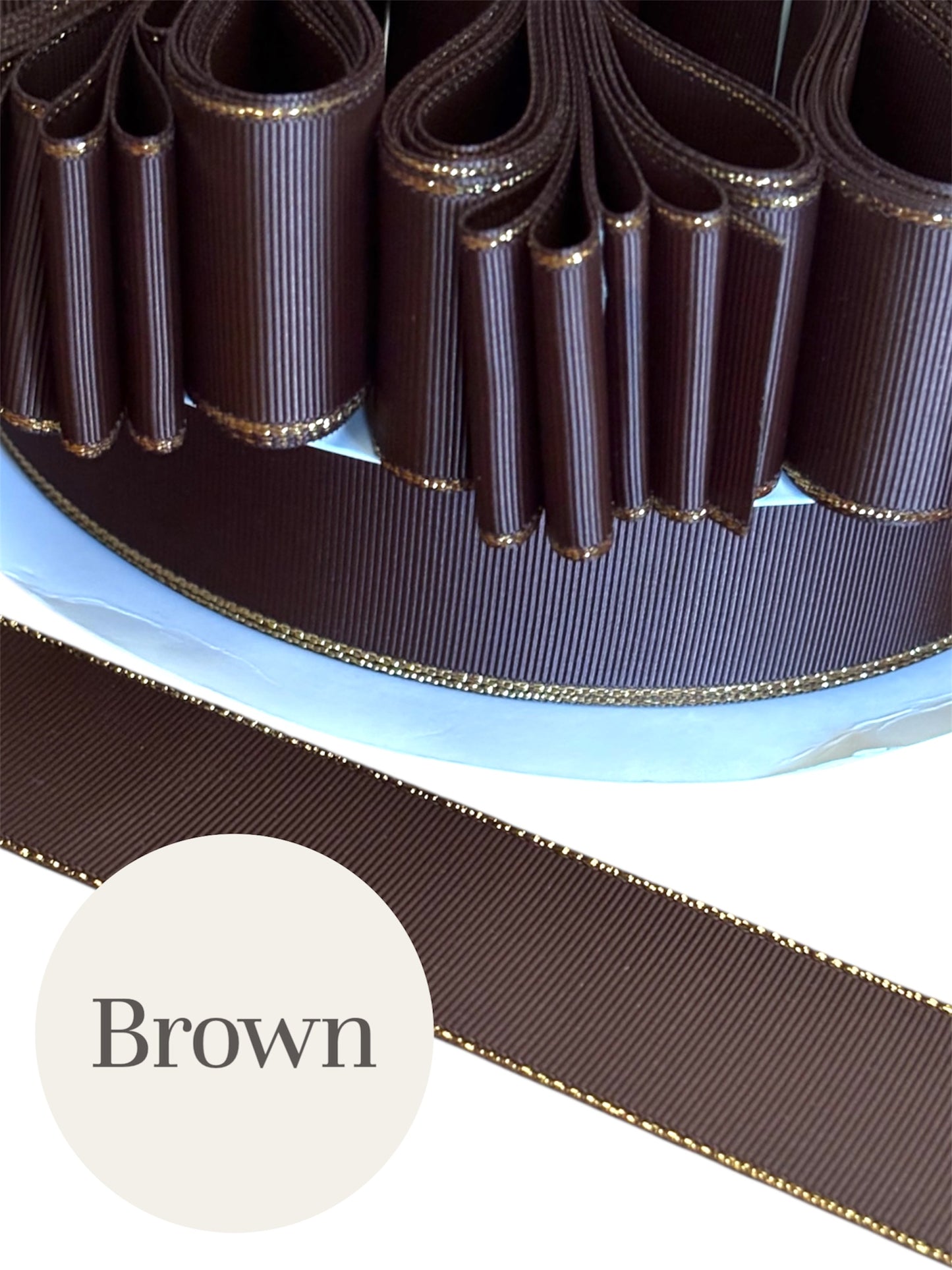 1.5” solid grosgrain ribbon a/gold edge