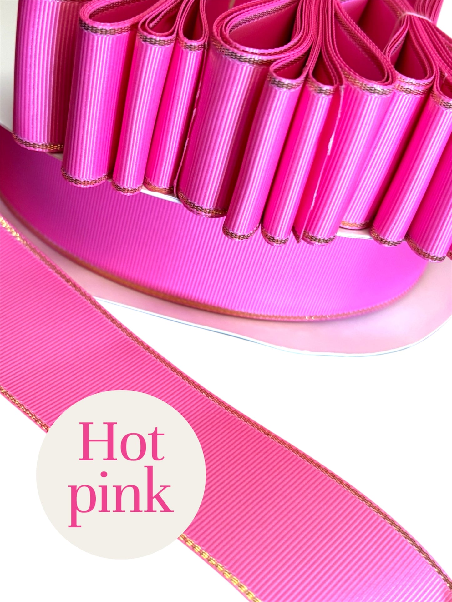 1.5” solid grosgrain ribbon a/gold edge