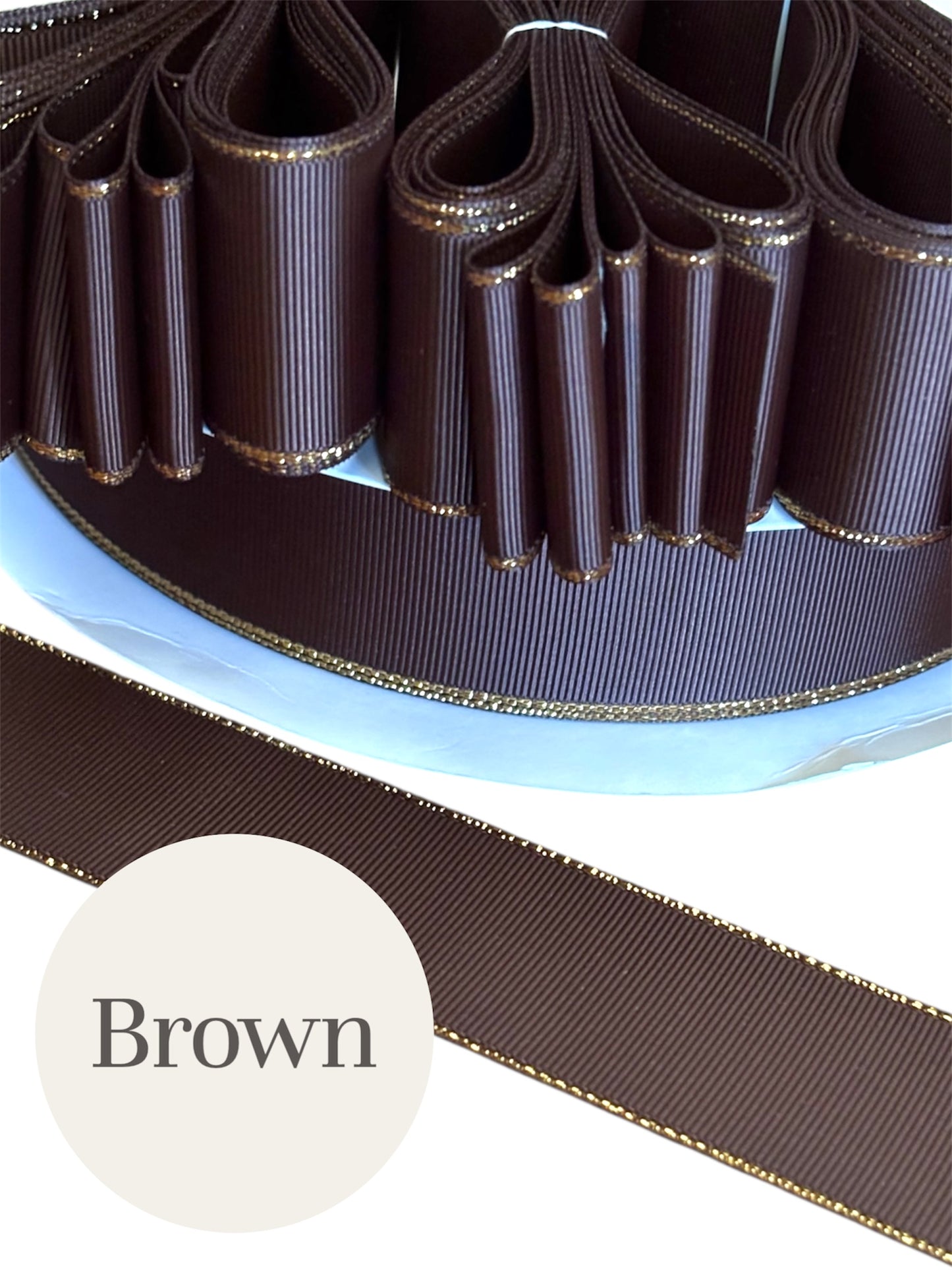 1.5” solid grosgrain ribbon a/gold edge