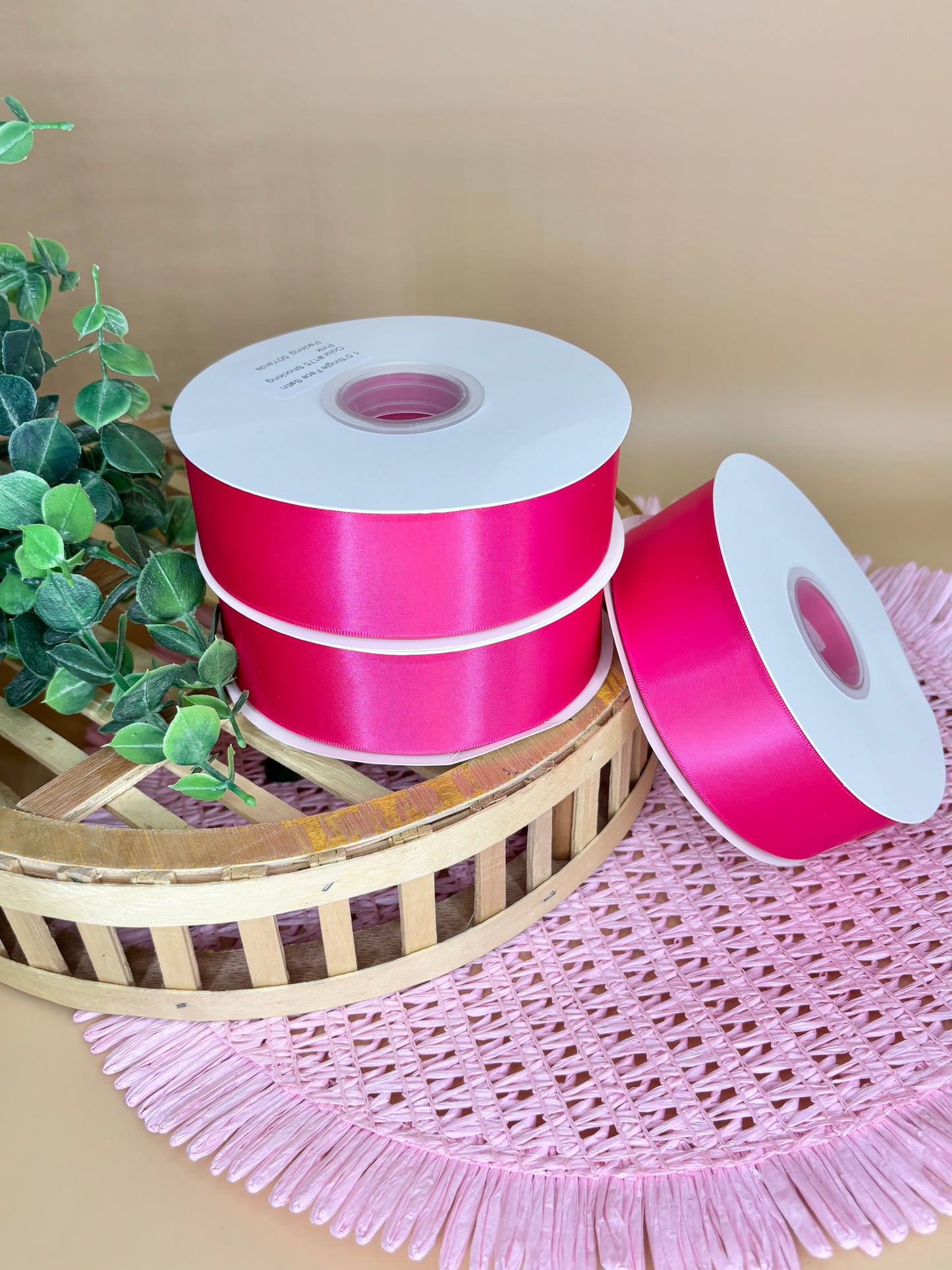 1.5” single face Satin Ribbon -shocking pink