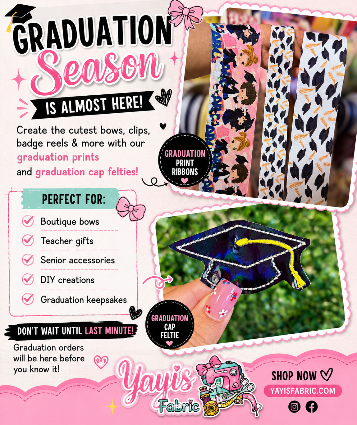 Graduation theme-Ribbon grosgrain- Cap feltie