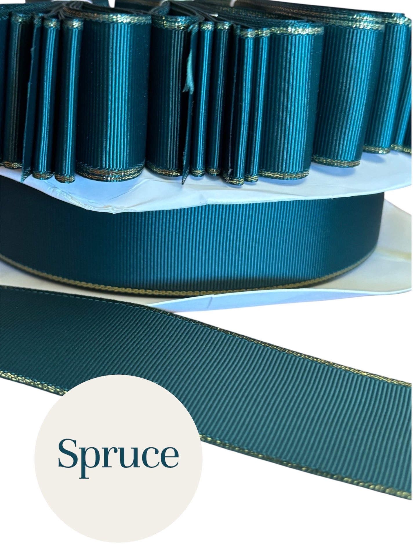 1.5” solid grosgrain ribbon a/gold edge