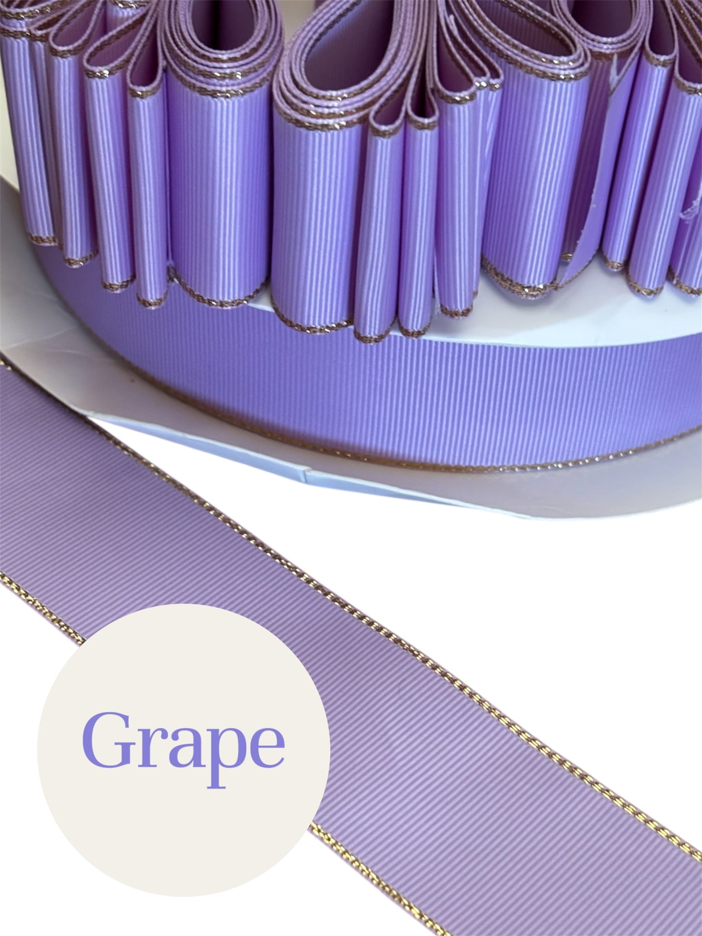 1.5” solid grosgrain ribbon a/gold edge