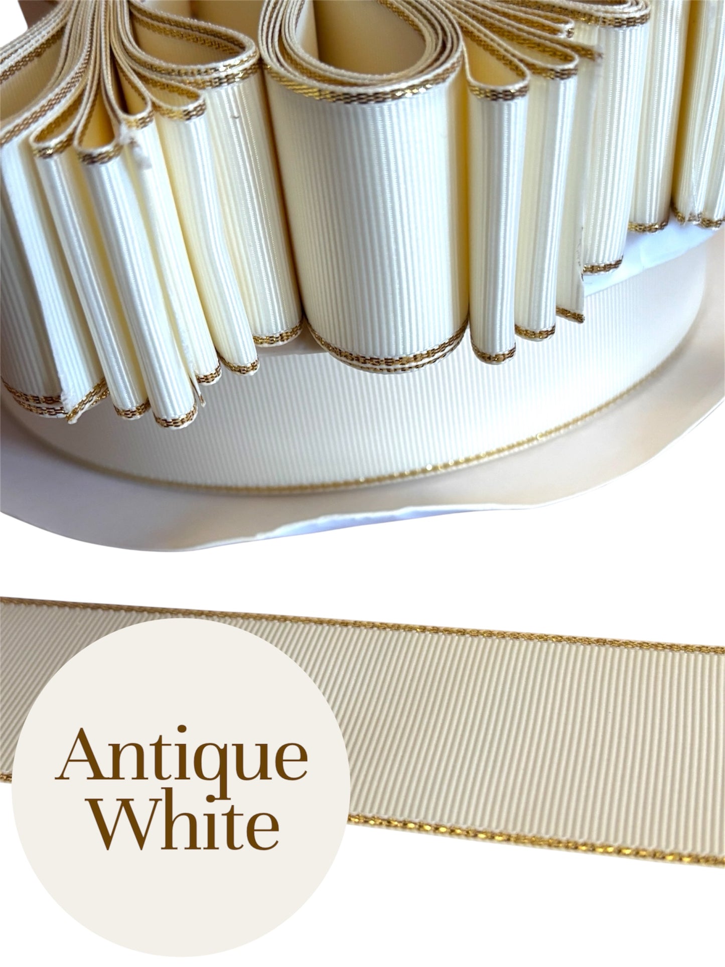 1.5” solid grosgrain ribbon a/gold edge