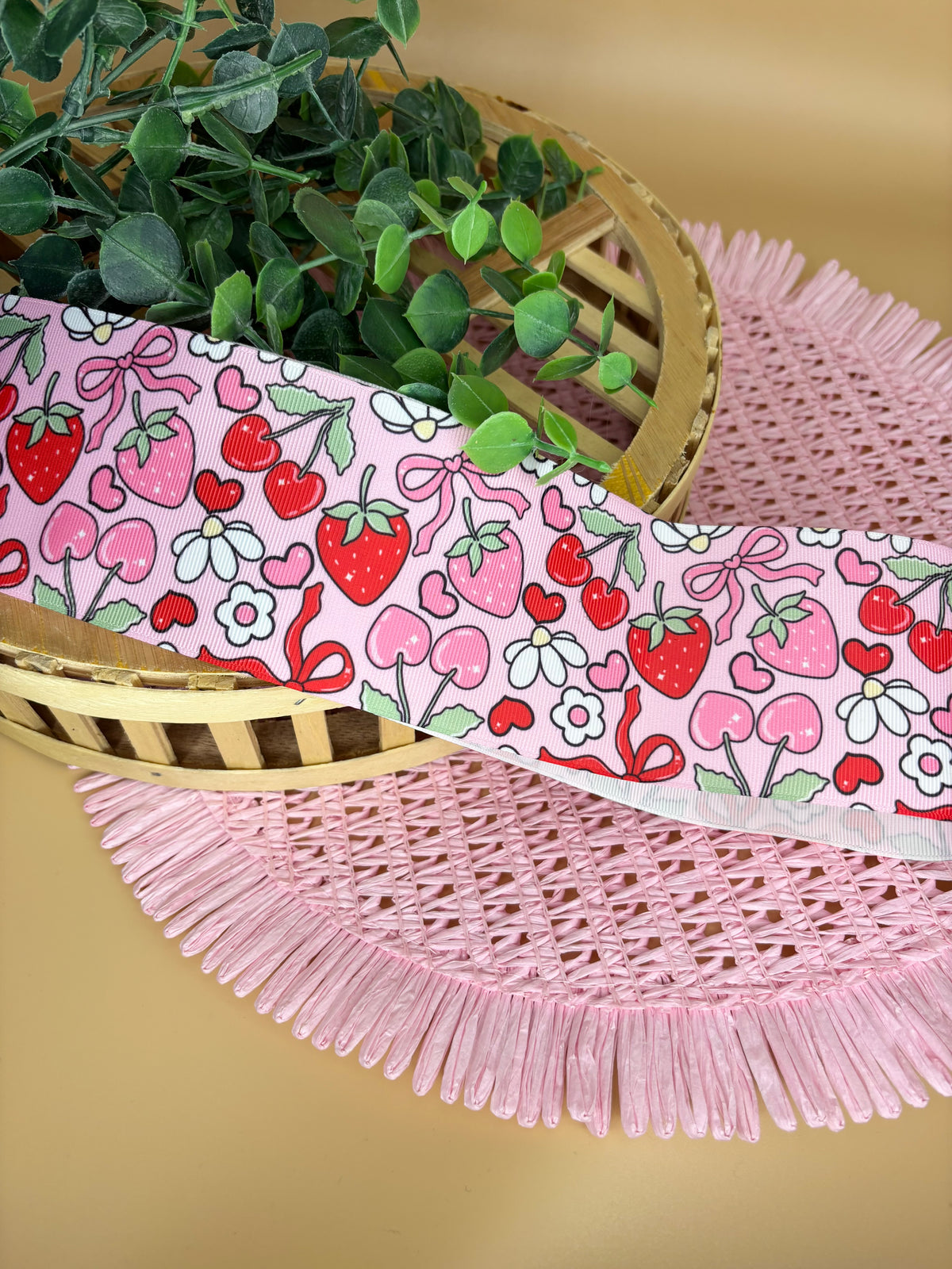 3” print grosgrain-Strawberries &Daisies