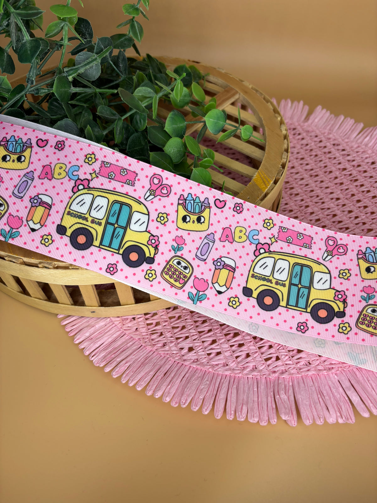 3” print grosgrain-