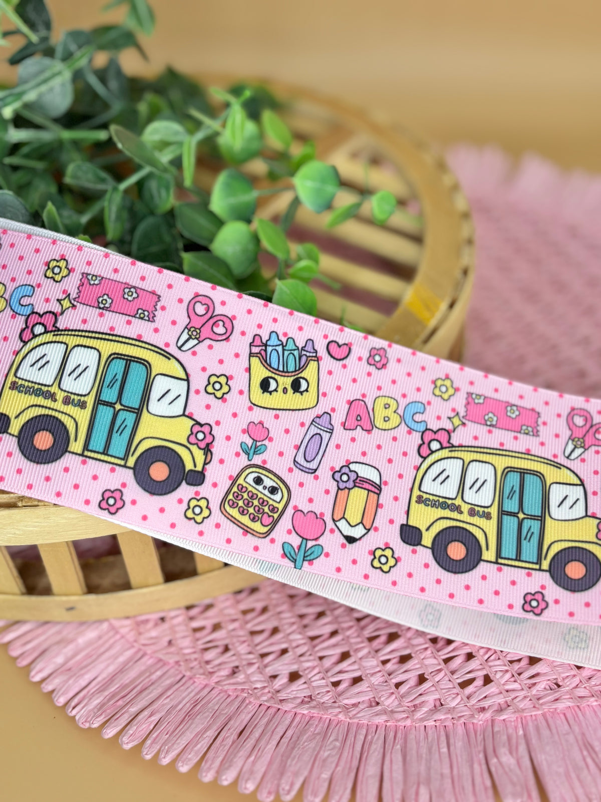 3” print grosgrain-