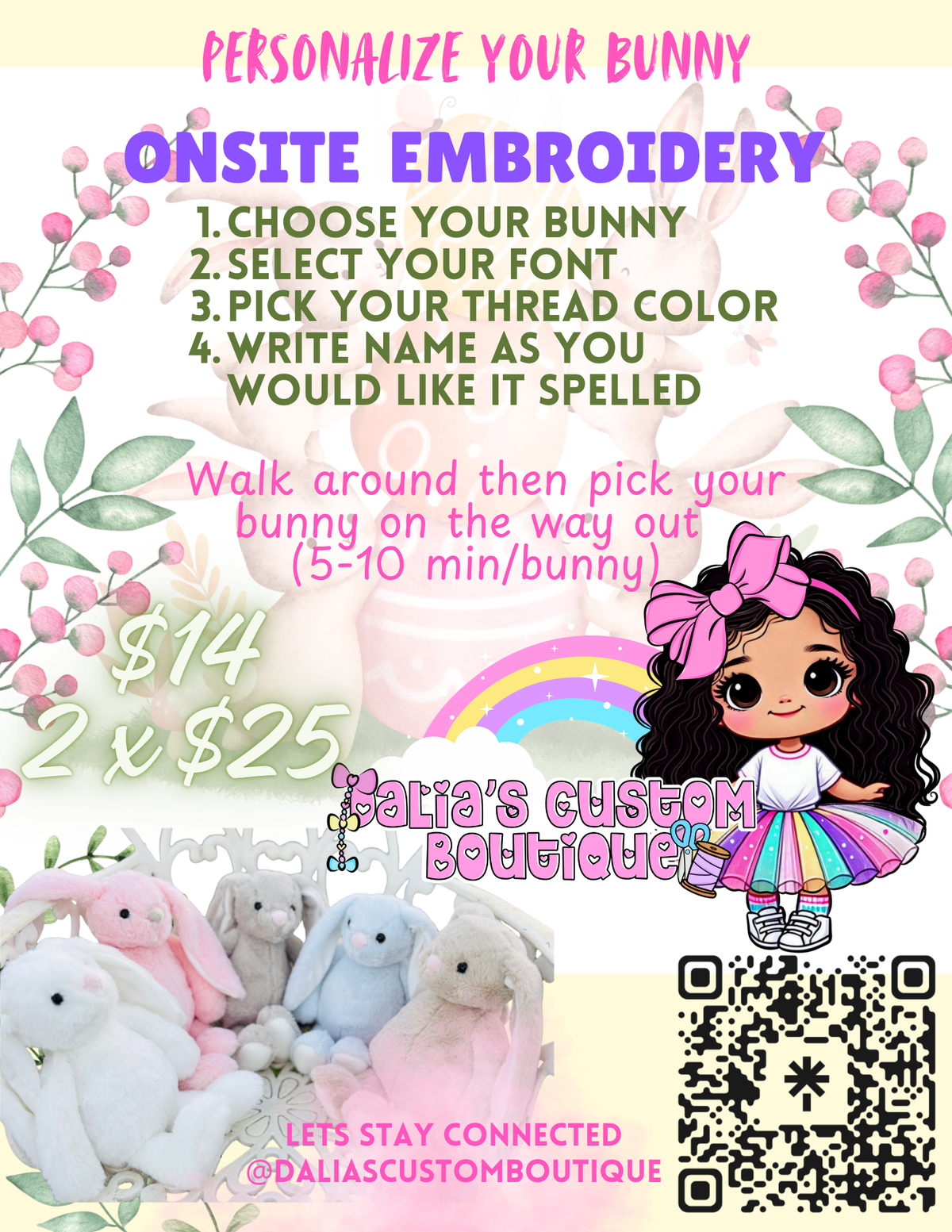 Custom Embroidered Bunnies