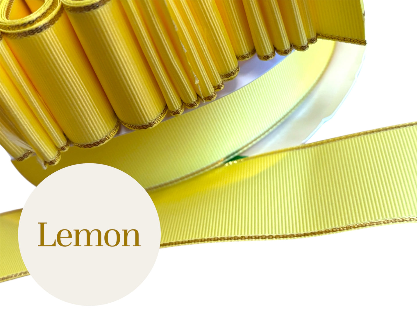 1.5” solid grosgrain ribbon a/gold edge