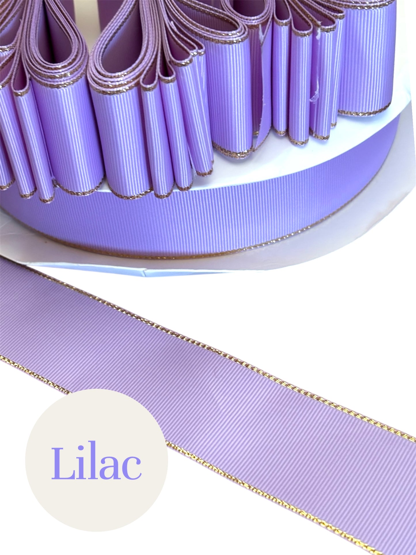 1.5” solid grosgrain ribbon a/gold edge