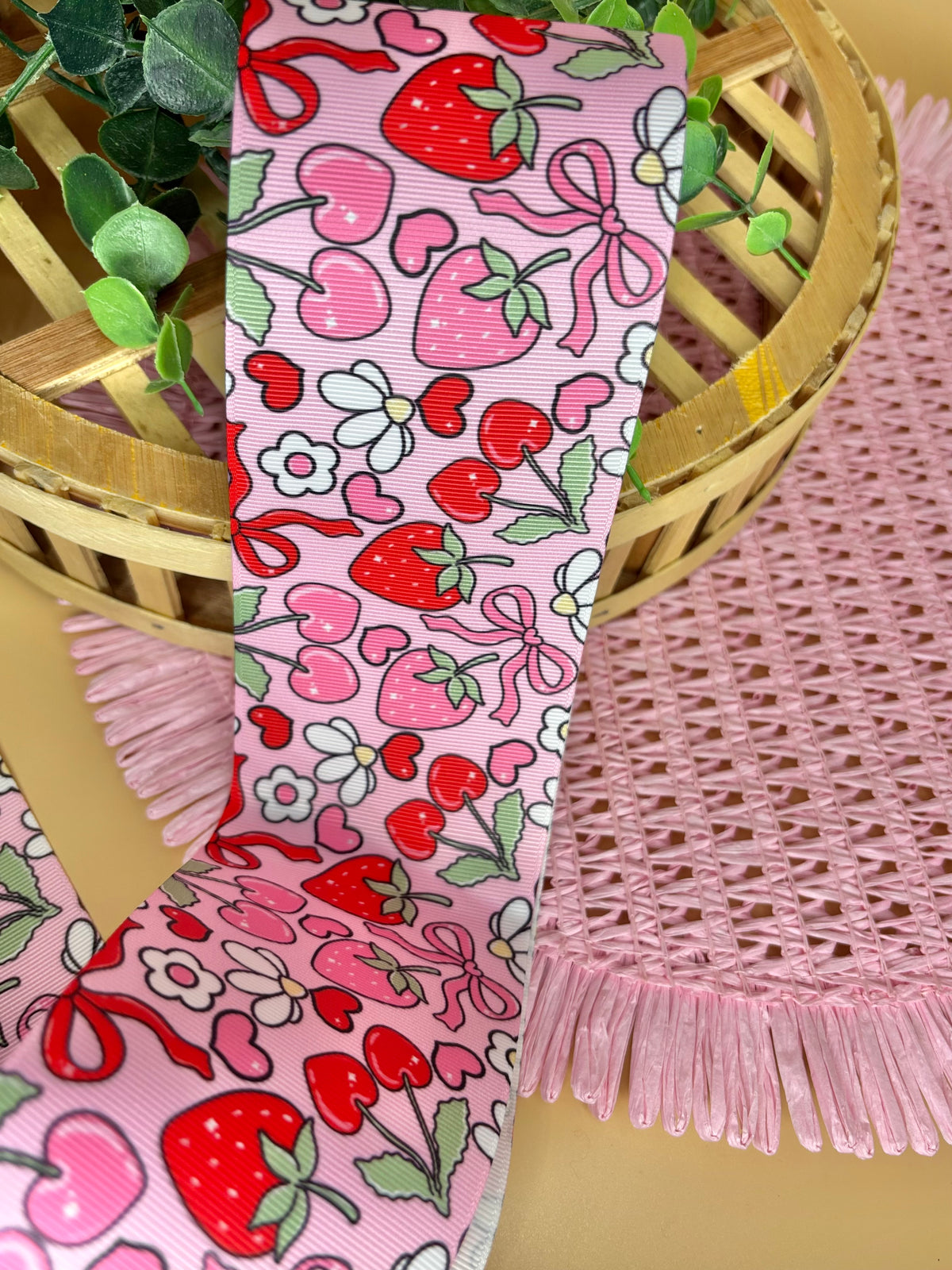 3” print grosgrain-Strawberries &Daisies