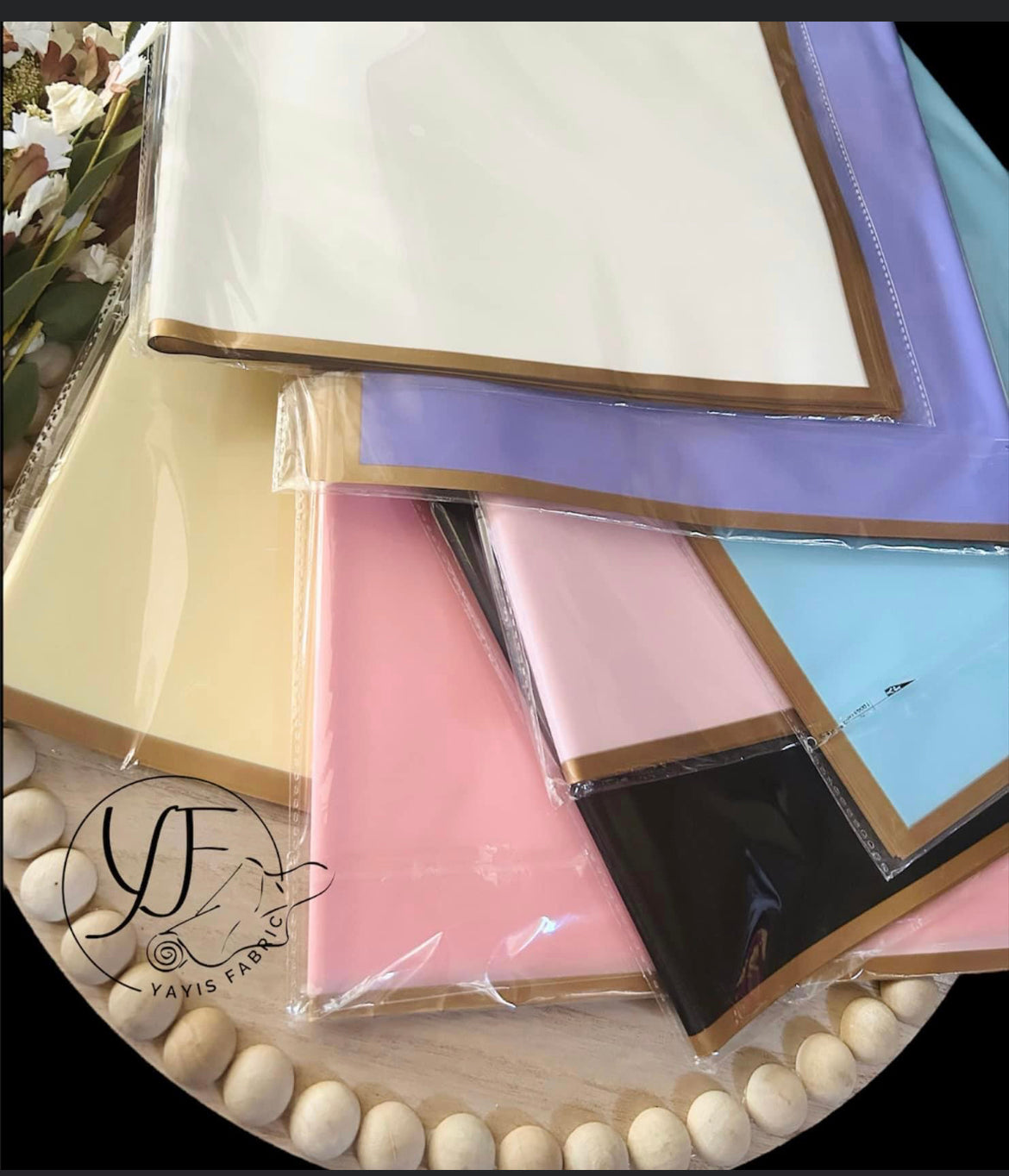 Flower wrap paper-Solid color with gold edge/papel Koreano para Flores