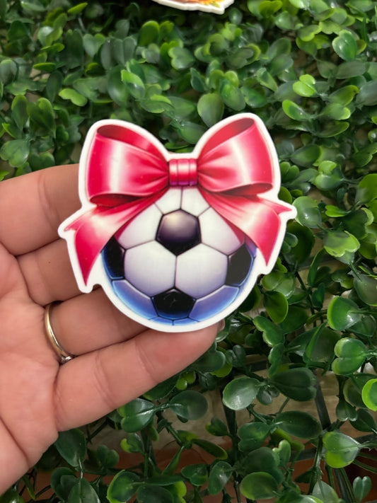 6cm resin-Sports theme-Coquette soccer ball- badge reel/hair accessory