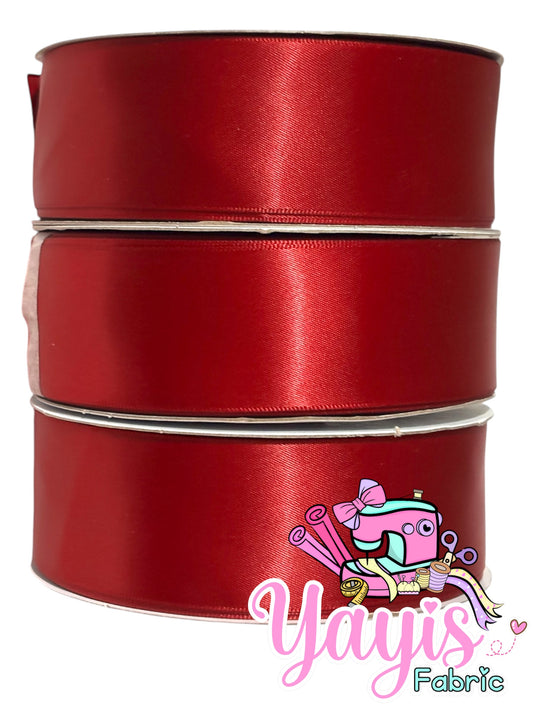 1.5" Single Face Satin Ribbon-Scarlett  (50 yard roll)