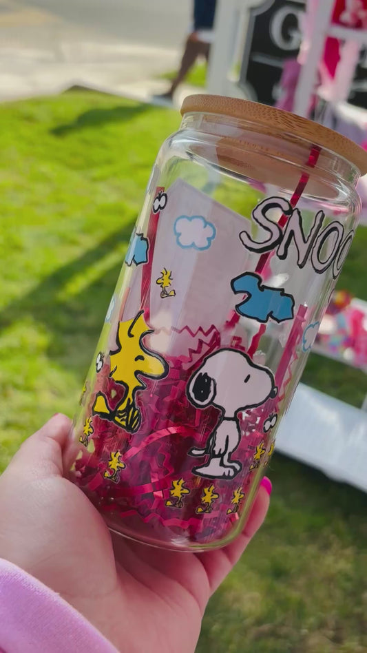 16oz glass cup -bamboo lid